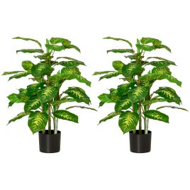 Scott 2 PCs Evergreen Tree Fake Decorative Plant in Pot - Green