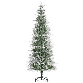 Debbie Pencil Snow Flocked Artificial Christmas Tree with Realistic Cypress Branches - Green