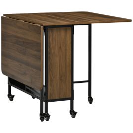 Dining Table - Six-Person Drop Leaf Dining Table Brown 130cm