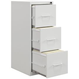 Scott Three-Drawer Modern Steel Filing Cabinet - White