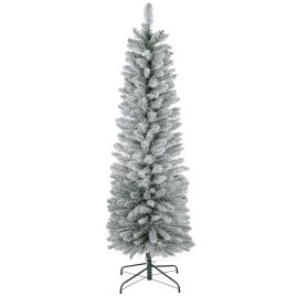 Scott 6ft Pencil Christmas Tree with 329 Snow Flocked Tips Metal Base - Realistic
