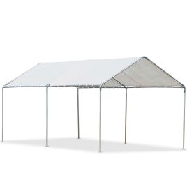 3 x 6m Heavy Duty Carport Garage Car Shelter Galvanized Steel Outdoor Open Canopy Tent Water UV Resistant Waterproof, White