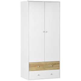 Wardrobe - HERON 2 Door Wardrobe White and Oak 80cm
