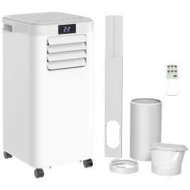 8000 BTU 4-In-1 Compact Portable Mobile Air Conditioner Unit Cooling Dehumidifying Ventilating w/ Fan Remote LED Display 24 Hr Timer Auto Shut