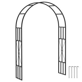 SUNVISTA 2.2m Steel Garden Arch, 1.5m Wide Trellis for Climbing Plants, Roses, Wedding Arch, Black