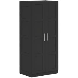 Wardrobe - HERON 2 Door Wardrobe Black 80cm