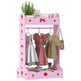 AIVAGO Kids Clothes Rail with 2 Storage Shelves for 3-8 Years Old, Hot Pink