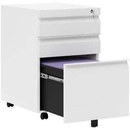 Mobile Vertical File Cabinet Lockable Metal Filling Cabinet with 3 Drawers and Anti-tilt Design