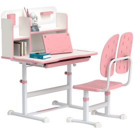 Kids Furniture - Height Adjustable Kids Desk and Chair Set Pink 55cm