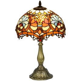 Scott Stained Glass Bedroom Table Lamp Handcrafted Collectible Bedside Light - Multi