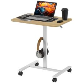 Office Desk - Height Adjustable Standing Desk with Pneumatic Sit Stand Feature White 71cm
