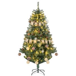 Debbie 6 Artificial Prelit Christmas Trees Holiday Decor with Warm White LED Lights Decoration Banner Tag Ball