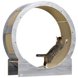 PAWSTER Cat Wheel with Brake, Scratching Pads - Grey