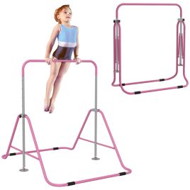 Scott Kids Gymnastics Bar with Adjustable Height Foldable Bars - Pink