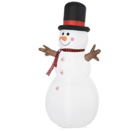 Debbie 6ft 1.82m Tall Giant Outdoor Indoor Inflatable Snowman Christmas Decoration for Lawn with Hat Scarf LED Lights - Mulit Colour