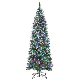 Debbie 6 Tall Prelit Pencil Slim Artificial Christmas Tree with Realistic Branches 300 Colourful LED Lights and 618 Tips Xmas Decoration Green