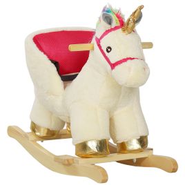 Kids Toy - Kids Rocking Horse with Realistic Sound for 18-36 Months Cream 33cm