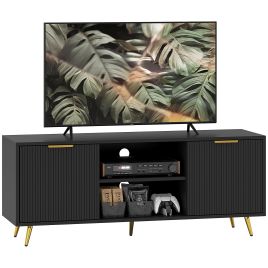 HERON Modern TV Stand Cabinet for TVs up to 55, Black