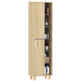 HERON Multi-Storage Slim Bathroom Cabinet - Wood-Effect