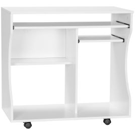 HERON Multi-Storage Compact Work Desk, with Wheels - White