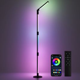 HERON LED Floor Lamp, 360deg RGB Detachable Corner Floor Lamp with App & Remote Control, Dark Grey