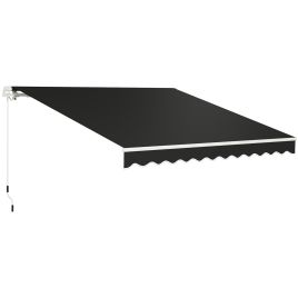 SUNVISTA 3 x 2.5m Garden Patio Manual Awning, Retractable Canopy Sun Shade Shelter with Fittings and Crank Handle, Black