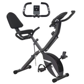 SPORTEDGE 5-in-1 Folding Exercise Bike with Bands, 8-Level Resistance, LCD Display, Black