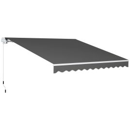 SUNVISTA 3 x 2.5m Garden Patio Manual Awning, Retractable Canopy Sun Shade Shelter with Fittings and Crank Handle, Dark Grey