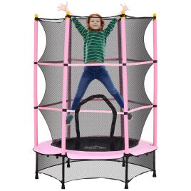 Kids Trampoline 4.6FT - Trampoline For Ages 3-10 Years Pink
