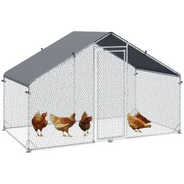 Shelley Galvanised Walk In Chicken Coop Hen House with Water Reliable Resist Cover - Silver
