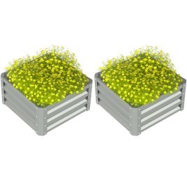 SUNVISTA Set of Two 60 x 60cm Steel Planter Boxes - Light Grey