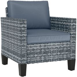 SUNVISTA Single Rattan Armchair, with Cushions - Light Grey
