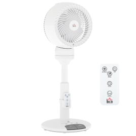 HERON 9'' Air Circulator Fan 3 Speed 3 Mode, 70deg Oscillation 90deg Vertical Tilt, Height Adjustable, Remote Controller, for Living Room, White