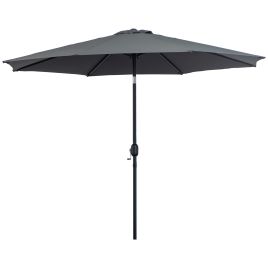 3M Tilting Parasol Garden Umbrellas, Outdoor Sun Shade with 8 Ribs, Tilt and Crank Handle for Balcony, Bench, Garden, Dark Grey
