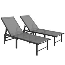 SUNVISTA Set of Two Reclining Sun Loungers - Grey