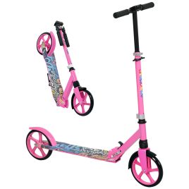 AIVAGO Foldable Kids Scooter with Adjustable Handlebar, 200mm Big Wheel, Rear Fender Brake, for Ages 6-12 Years, Pink