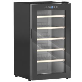 HERON 41 Bottle Wine Fridge, 91L Freestanding Cooler with Glass Door, LED, Temp Control, Black