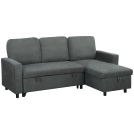 HERON L Sofa Bed, with Storage - Charcoal Grey