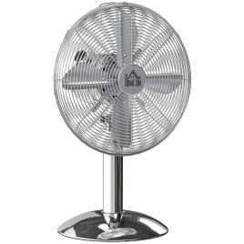 HERON Three-Speed Oscillating Desk Fan - Silver-Tone