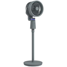 HERON Pedestal Air Circulation Fan with Oscillating, Light Off, Grey