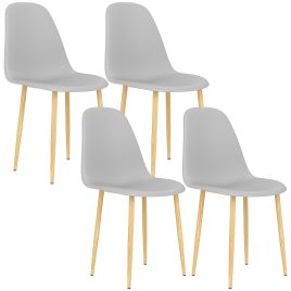 HERON Modern Dining Chairs Set of 4, Kitchen Chairs with Backrest and Steel Legs for Dining Room, Living Room, Grey