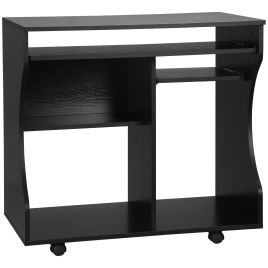 HERON Multi-Storage Compact Work Desk, with Wheels - Black