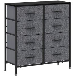 JAPRIS Black Chest of Drawers - Medium-sized, 8 Drawers, Double, Fabric Drawers