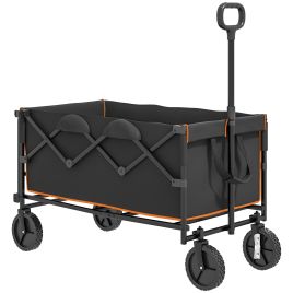 SUNVISTA 160L Folding Festival Trolley with Tailgate & Handle, 100kg Load, Black/Orange