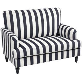 HERON Velvet Accent Chair, Striped Upholstered Armchair with Turned Legs, Black & White