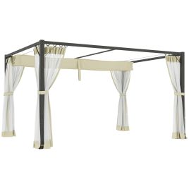 SUNVISTA 3 x 4m Aluminium Frame Pergola, with Retractable Roof - Khaki