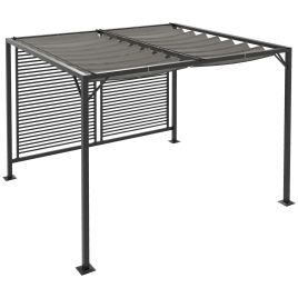 Jones Metal Pergola with Retractable Fabric Roof - Grey