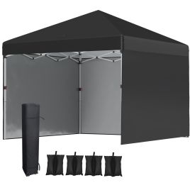 3 x 3 (M) Pop Up Gazebo Event Shelter, Height Adjustable Party Tent with 2 Sidewalls, Weight Bags and Wheeled Bag