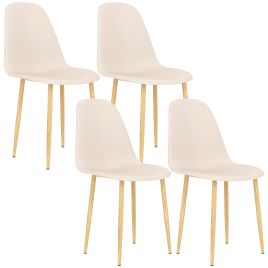HERON Modern Dining Chairs Set of 4, Kitchen Chairs with Backrest and Steel Legs for Dining Room, Living Room, Khaki