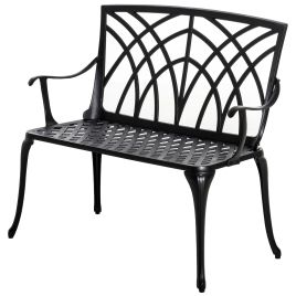 2-Seater Aluminium Garden Bench Loveseat Outdoor Furniture w/ Decorative Backrest & Ergonomic Armrest for Patio Terrace Porch